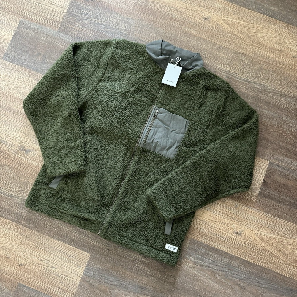 NWT Banks Journal Grand Deluxe Fleece Sherpa Jacket Military‎ OD Green Men's L